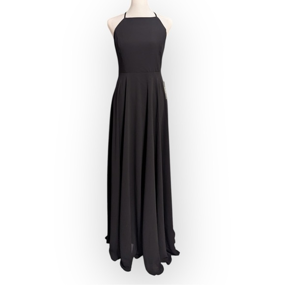 NWT Lulu's Mythical Kind of Love Black Maxi Dress w/Criss Cross Back, Medium - Picture 5 of 10